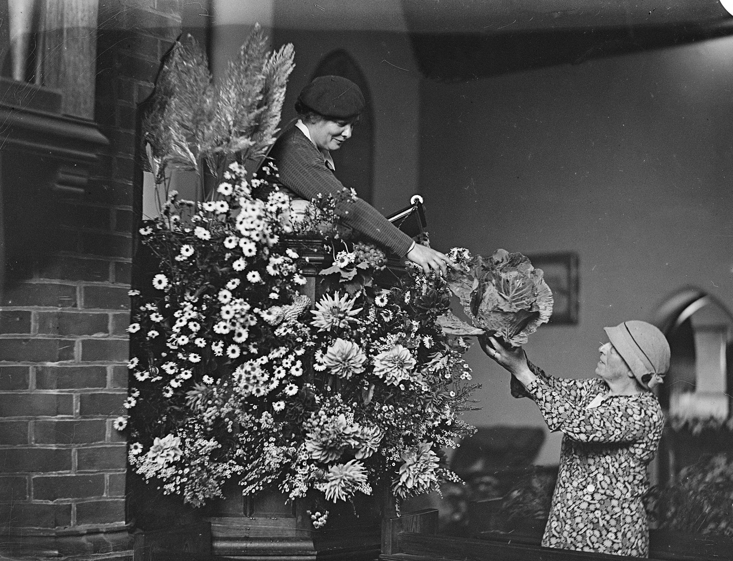 Potters Bar and District Historical Society:  Harvest Festival at Christ Church, Little Heath, 1935
